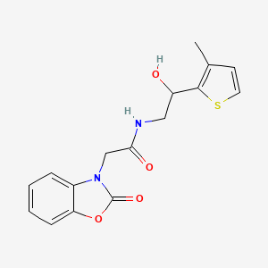 molecular formula C16H16N2O4S B2524393 N-(2-hydroxy-2-(3-methylthiophen-2-yl)ethyl)-2-(2-oxobenzo[d]oxazol-3(2H)-yl)acetamide CAS No. 1351586-14-5