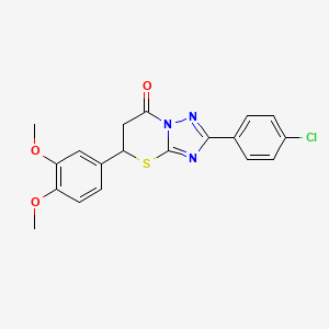 molecular formula C19H16ClN3O3S B2524405 2-(4-氯苯基)-5-(3,4-二甲氧基苯基)-5H-[1,2,4]三唑并[5,1-b][1,3]噻嗪-7(6H)-酮 CAS No. 620570-79-8