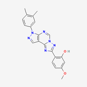 molecular formula C21H18N6O2 B2524406 2-[10-(3,4-Dimethylphenyl)-3,5,6,8,10,11-hexaazatricyclo[7.3.0.0^{2,6}]dodeca-1(9),2,4,7,11-pentaen-4-yl]-5-methoxyphenol CAS No. 899414-38-1