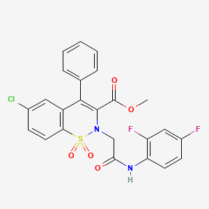 molecular formula C24H17ClF2N2O5S B2524407 methyl 6-chloro-2-(2-((2,4-difluorophenyl)amino)-2-oxoethyl)-4-phenyl-2H-benzo[e][1,2]thiazine-3-carboxylate 1,1-dioxide CAS No. 1114658-61-5