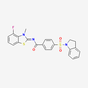 molecular formula C23H18FN3O3S2 B2524408 (Z)-N-(4-fluoro-3-methylbenzo[d]thiazol-2(3H)-ylidene)-4-(indolin-1-ylsulfonyl)benzamide CAS No. 868375-94-4