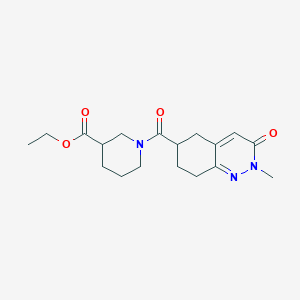 molecular formula C18H25N3O4 B2524415 Ethyl 1-(2-methyl-3-oxo-2,3,5,6,7,8-hexahydrocinnoline-6-carbonyl)piperidine-3-carboxylate CAS No. 2034347-27-6