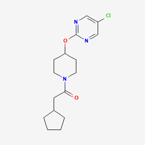 molecular formula C16H22ClN3O2 B2524416 1-[4-(5-Chloropyrimidin-2-yl)oxypiperidin-1-yl]-2-cyclopentylethanone CAS No. 2415573-99-6