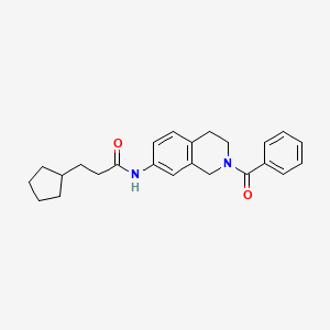 molecular formula C24H28N2O2 B2524423 N-(2-benzoyl-1,2,3,4-tetrahydroisoquinolin-7-yl)-3-cyclopentylpropanamide CAS No. 955715-48-7