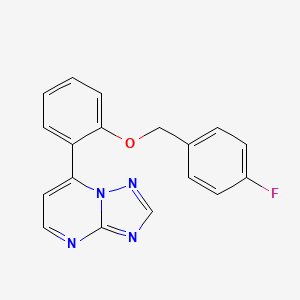 molecular formula C18H13FN4O B2524430 7-{2-[(4-Fluorobenzyl)oxy]phenyl}[1,2,4]triazolo[1,5-a]pyrimidine CAS No. 672949-64-3