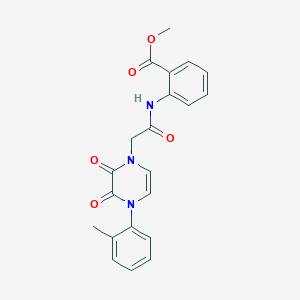 molecular formula C21H19N3O5 B2524438 methyl 2-(2-(2,3-dioxo-4-(o-tolyl)-3,4-dihydropyrazin-1(2H)-yl)acetamido)benzoate CAS No. 1421517-10-3