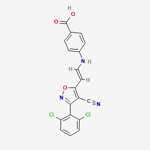 molecular formula C19H11Cl2N3O3 B2524447 4-({2-[4-氰基-3-(2,6-二氯苯基)-5-异恶唑基]乙烯基}氨基)苯甲酸 CAS No. 338402-64-5