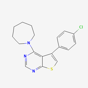 molecular formula C18H18ClN3S B2524457 4-(Azepan-1-yl)-5-(4-chlorophenyl)thieno[2,3-d]pyrimidine CAS No. 329708-85-2