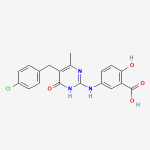 5-({5-[(4-Chlorophenyl)methyl]-4-methyl-6-oxo-1,6-dihydropyrimidin-2-yl}amino)-2-hydroxybenzoic acid