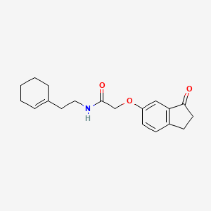 molecular formula C19H23NO3 B2524471 N-(2-(环己-1-烯-1-基)乙基)-2-((3-氧代-2,3-二氢-1H-茚-5-基)氧基)乙酰胺 CAS No. 1203038-42-9