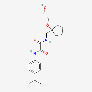 molecular formula C19H28N2O4 B2524475 N1-((1-(2-hidroxietoxi)ciclopentil)metil)-N2-(4-isopropilfenil)oxalamida CAS No. 2177365-62-5