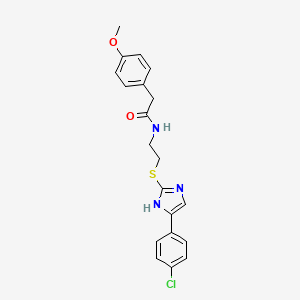 molecular formula C20H20ClN3O2S B2524478 N-(2-((5-(4-氯苯基)-1H-咪唑-2-基)硫代)乙基)-2-(4-甲氧基苯基)乙酰胺 CAS No. 897457-31-7