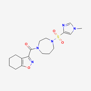molecular formula C17H23N5O4S B2524479 (4-((1-methyl-1H-imidazol-4-yl)sulfonyl)-1,4-diazepan-1-yl)(4,5,6,7-tetrahydrobenzo[d]isoxazol-3-yl)methanone CAS No. 1903093-97-9