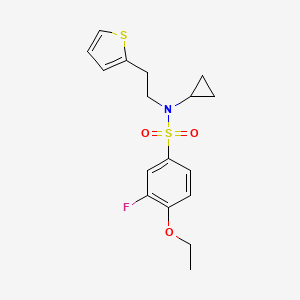 molecular formula C17H20FNO3S2 B2524480 N-环丙基-4-乙氧基-3-氟-N-(2-(噻吩-2-基)乙基)苯磺酰胺 CAS No. 1396674-09-1