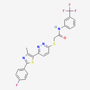 molecular formula C23H16F4N4OS2 B2524488 2-((6-(2-(4-fluorophenyl)-4-methylthiazol-5-yl)pyridazin-3-yl)thio)-N-(3-(trifluoromethyl)phenyl)acetamide CAS No. 923202-80-6