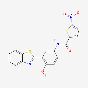 molecular formula C18H11N3O4S2 B2524492 N-(3-(benzo[d]thiazol-2-yl)-4-hydroxyphenyl)-5-nitrothiophene-2-carboxamide CAS No. 328038-31-9