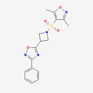molecular formula C16H16N4O4S B2524497 5-(1-((3,5-二甲基异恶唑-4-磺酰)氮杂环丁-3-基)-3-苯基-1,2,4-恶二唑 CAS No. 1251550-91-0