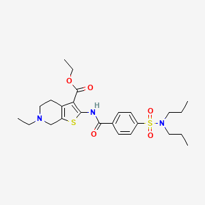 molecular formula C25H35N3O5S2 B2524501 2-(4-(二丙基氨磺酰基)苯甲酰胺)-6-乙基-4,5,6,7-四氢噻吩并[2,3-c]吡啶-3-羧酸乙酯 CAS No. 449767-47-9