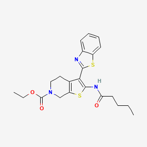 molecular formula C22H25N3O3S2 B2524510 ethyl 3-(benzo[d]thiazol-2-yl)-2-pentanamido-4,5-dihydrothieno[2,3-c]pyridine-6(7H)-carboxylate CAS No. 946276-67-1