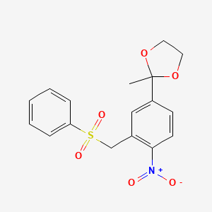 2-Methyl-2-(4-nitro-3-((phenylsulfonyl)methyl)phenyl)-1,3-dioxolane