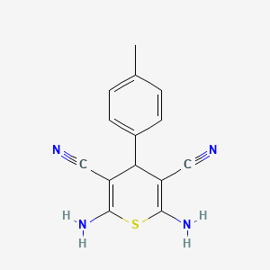 molecular formula C14H12N4S B2524542 2,6-二氨基-4-(4-甲基苯基)-4H-硫杂吡喃-3,5-二腈 CAS No. 127118-56-3