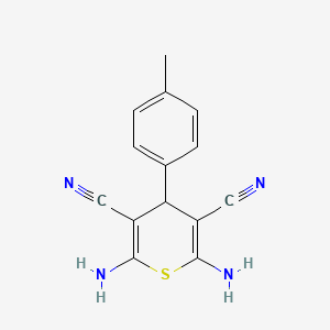 molecular formula C14H12N4S B2524542 2,6-Diamino-4-(4-methylphenyl)-4H-thiopyran-3,5-dicarbonitril CAS No. 127118-56-3