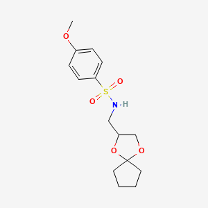 N-(1,4-dioxaspiro[4.4]nonan-2-ylmethyl)-4-methoxybenzenesulfonamide