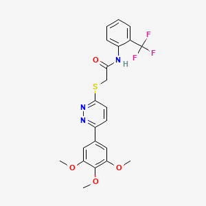 molecular formula C22H20F3N3O4S B2524551 N-(2-(trifluoromethyl)phenyl)-2-((6-(3,4,5-trimethoxyphenyl)pyridazin-3-yl)thio)acetamide CAS No. 899740-55-7