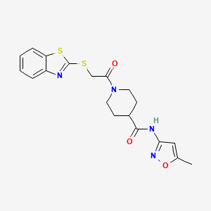 molecular formula C19H20N4O3S2 B2524562 1-(2-(benzo[d]thiazol-2-ylthio)acetyl)-N-(5-methylisoxazol-3-yl)piperidine-4-carboxamide CAS No. 1251561-89-3