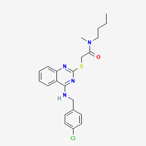 molecular formula C22H25ClN4OS B2524572 N-丁基-2-((4-((4-氯苄基)氨基)喹唑啉-2-基)硫代)-N-甲基乙酰胺 CAS No. 422532-08-9