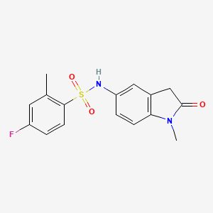 molecular formula C16H15FN2O3S B2524578 4-fluoro-2-methyl-N-(1-methyl-2-oxoindolin-5-yl)benzenesulfonamide CAS No. 921787-67-9