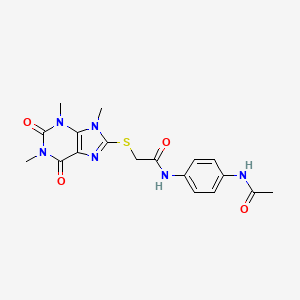 molecular formula C18H20N6O4S B2524591 N-(4-acetamidophenyl)-2-((1,3,9-trimethyl-2,6-dioxo-2,3,6,9-tetrahydro-1H-purin-8-yl)thio)acetamide CAS No. 897453-40-6