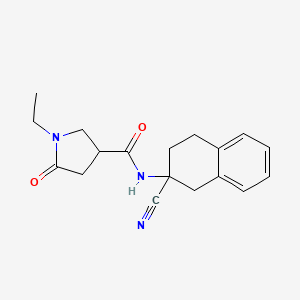 molecular formula C18H21N3O2 B2524596 N-(2-Cyano-3,4-dihydro-1H-naphthalen-2-yl)-1-ethyl-5-oxopyrrolidine-3-carboxamide CAS No. 2176645-08-0