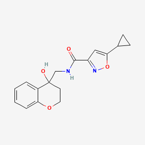 molecular formula C17H18N2O4 B2524608 5-cyclopropyl-N-((4-hydroxychroman-4-yl)methyl)isoxazole-3-carboxamide CAS No. 1421451-28-6