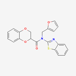 molecular formula C21H16N2O4S B2524611 N-(benzo[d]thiazol-2-yl)-N-(furan-2-ylmethyl)-2,3-dihydrobenzo[b][1,4]dioxine-2-carboxamide CAS No. 922406-06-2