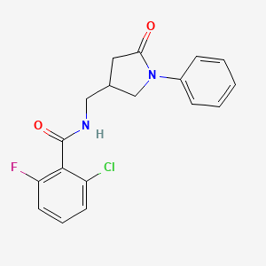 2-chloro-6-fluoro-N-((5-oxo-1-phenylpyrrolidin-3-yl)methyl)benzamide
