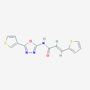 molecular formula C13H9N3O2S2 B2524627 (E)-3-(thiophen-2-yl)-N-(5-(thiophen-3-yl)-1,3,4-oxadiazol-2-yl)acrylamide CAS No. 1226488-07-8
