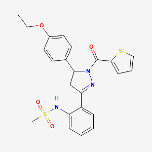 molecular formula C23H23N3O4S2 B2524631 N-(2-(5-(4-ethoxyphenyl)-1-(thiophene-2-carbonyl)-4,5-dihydro-1H-pyrazol-3-yl)phenyl)methanesulfonamide CAS No. 923123-76-6