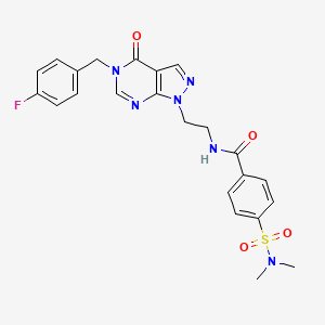 molecular formula C23H23FN6O4S B2524635 4-(N,N-dimethylsulfamoyl)-N-(2-(5-(4-fluorobenzyl)-4-oxo-4,5-dihydro-1H-pyrazolo[3,4-d]pyrimidin-1-yl)ethyl)benzamide CAS No. 922060-04-6
