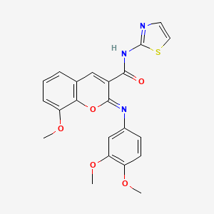 (2Z)-2-[(3,4-dimethoxyphenyl)imino]-8-methoxy-N-(1,3-thiazol-2-yl)-2H-chromene-3-carboxamide