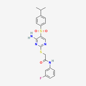 2-((4-amino-5-((4-isopropylphenyl)sulfonyl)pyrimidin-2-yl)thio)-N-(3-fluorophenyl)acetamide