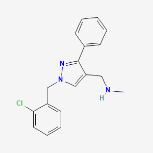 molecular formula C18H18ClN3 B2524645 ({1-[(2-氯苯基)甲基]-3-苯基-1H-吡唑-4-基}甲基)(甲基)胺 CAS No. 956262-06-9