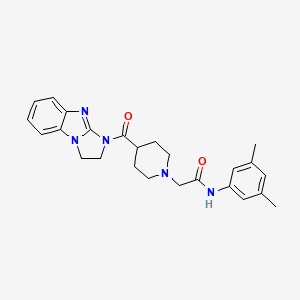 molecular formula C25H29N5O2 B2524646 2-[4-(1,2-Dihydroimidazo[1,2-a]benzimidazole-3-carbonyl)piperidin-1-yl]-N-(3,5-dimethylphenyl)acetamide CAS No. 1203059-05-5