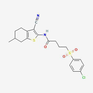 molecular formula C20H21ClN2O3S2 B2524651 4-((4-chlorophenyl)sulfonyl)-N-(3-cyano-6-methyl-4,5,6,7-tetrahydrobenzo[b]thiophen-2-yl)butanamide CAS No. 899988-91-1