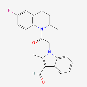 molecular formula C22H21FN2O2 B2524657 1-[2-(6-fluoro-2-methyl-3,4-dihydroquinolin-1(2H)-yl)-2-oxoethyl]-2-methyl-1H-indole-3-carbaldehyde CAS No. 499111-64-7
