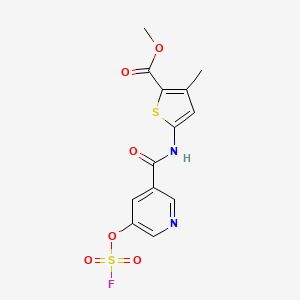 molecular formula C13H11FN2O6S2 B2524659 Methyl 5-[(5-fluorosulfonyloxypyridine-3-carbonyl)amino]-3-methylthiophene-2-carboxylate CAS No. 2411306-38-0