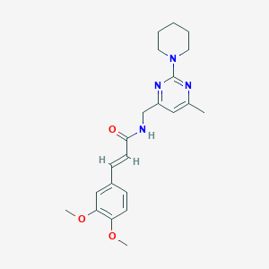 molecular formula C22H28N4O3 B2524660 (E)-3-(3,4-dimethoxyphenyl)-N-((6-methyl-2-(piperidin-1-yl)pyrimidin-4-yl)methyl)acrylamide CAS No. 1799254-98-0