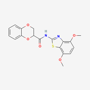 molecular formula C18H16N2O5S B2524662 N-(4,7-dimethoxy-1,3-benzothiazol-2-yl)-2,3-dihydro-1,4-benzodioxine-3-carboxamide CAS No. 897618-16-5