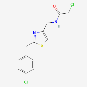molecular formula C13H12Cl2N2OS B2524670 2-Chloro-N-[[2-[(4-chlorophenyl)methyl]-1,3-thiazol-4-yl]methyl]acetamide CAS No. 2411249-52-8
