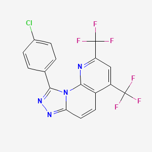 molecular formula C17H7ClF6N4 B2524673 9-(4-Chlorophenyl)-2,4-bis(trifluoromethyl)[1,2,4]triazolo[4,3-a][1,8]naphthyridine CAS No. 338773-24-3